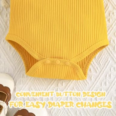 GDTOGRT Baby Girl Clothes 12-18 Months Newborn Infant Outfit Ruffle Romper Short Pants Clothing Sets for Summer Spring - Yellow - Image 5
