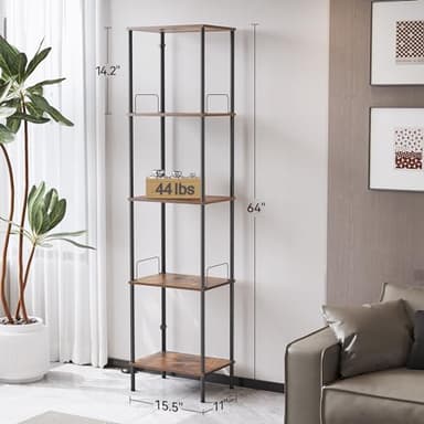 SUNMORY Display Shelf with Dimmable Lights, Lighted Display Cases for Collectibles, Adjustable Color Temperature and Brightness, Display Cabinet, Floor Lamp with Shelves, Home Decor, Rustic Brown - Image 2