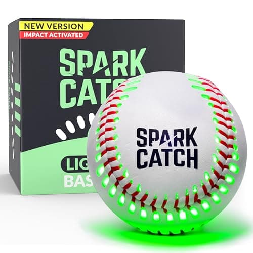 SPARK CATCH Light Up Baseball, Glow in The Dark Baseball, Sports Gear Accessories Gifts for Boys 8 9 10 11 12 13 14 15 Years Old, Kids Teens All Ages Gift Ideas (Impact-Activated version) (Neon Green) - Image 1