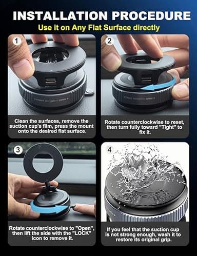 Upgraded 360° Nano Gel Vacuum Magnetic Phone Holder, Car Phone Holder for Magsafe[108+LBS Strongest Suction & 3000gf Strongest Magnetic], Suction Cup Phone Mount for Car/for iPhone 17 Pro Max - Image 8