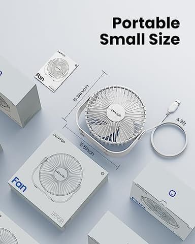 Gaiatop USB Desk Fan, 3 Speeds Strong Airflow, 5.5 Inch Portable 90° Rotate Quiet Cooling, Small Personal Table Fans for Bedroom Home Office Travel White - Image 7