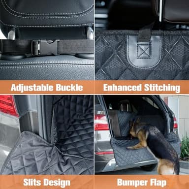 PETICON SUV Cargo Liner for Dogs with Mesh Window, Waterproof Pet Cargo Cover Dog Seat Mat for SUVs Sedans Vans with Bumper Flap Protector, Non-Slip, Large Size Universal Fit - Image 3