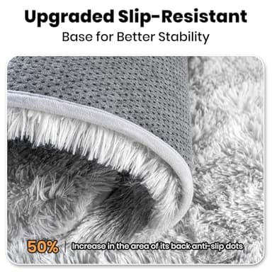 Zentavio Bedside Rugs Small 2x3 Shag Entry Entrance Rugs Soft Bedroom Carpet Area Rugs for Dorm College Essentials Non-Slip Living Room Throw Rug Home Decor Aesthetic Nursery Tie-Dyed Grey White - Image 5