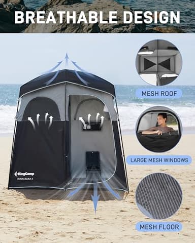 KingCamp Shower Tent, Portable Privacy Tent Outdoor Camping 1/2 Room Toilet Tents with Shower Bag & Dressing Room for Travel Beach Tailgate - Image 4