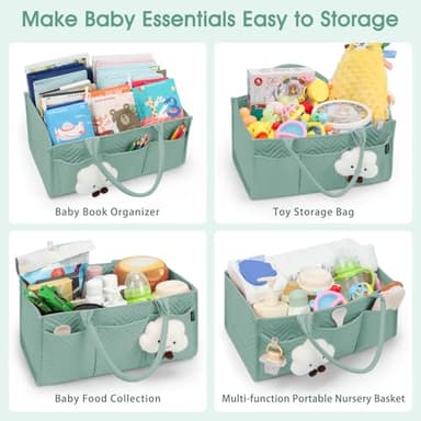 Skycase Large Diaper Caddy Organizer, Baby Organizers and Storage for Newborn Essentials Must Haves, Nursery Storage Basket for Baby Shower Gifts, Baby Registry Search for Boy or Girl - Green - Image 7