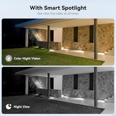 ELYSOO Solar Camera Outdoor Wireless for Home Security, 360°Panoramic View, Outdoor Camera Wireless, 2K HD Color Night Vision, 2.4GHz Wi-Fi, IP65, 2pack - Image 3