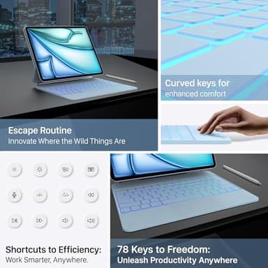 typecase Keyboard Case for iPad Air 13(M3 2025 / M2 2024) and iPad Pro 12.9 (6th, 5th, 4th,3rd Gen),Magic Keyboard, Magnetic Keyboard Case with Multi-Touch Trackpad,11 Colors Backlight,Light Blue - Image 7