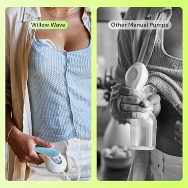 Willow Wave - Wearable Manual Breast Pump - Fits Fully in Bra - Ergonomic Handle - 24mm Soft Silicone Flange - Wearable Breastfeeding Pump - Hospital Grade Suction - Postpartum Essentials - Holds 5oz - Image 3