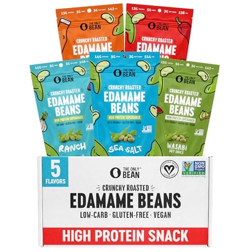The Only Bean Crunchy Roasted Edamame Bean Snacks (5 Flavors), Healthy Snacks for Kids and Adults, High Protein Snacks, Low Carb Snack, Keto-Friendly, Gluten-Free, Vegan, 4 Ounce (Pack of 5) - Image 1