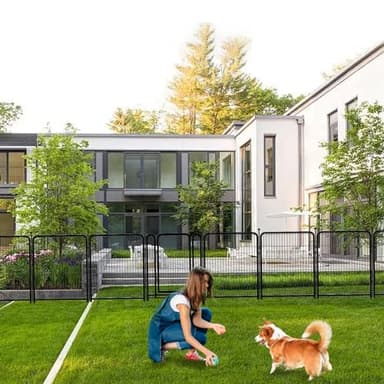 Getlay Dog Playpen 48inch 12 Panels, Puppy Playpen Indoors, Dog Fence Outdoor for Yard, Wide Door Low Threshold Garden Fence for Medium/Large Pets. Black Dog Pens Total 26.6 Ft(L) - Image 5