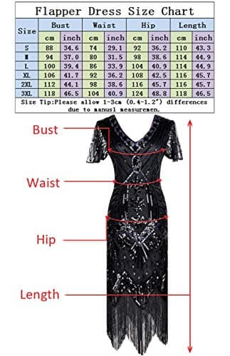 Women's 1920s Gatsby Inspired Sequin Beads, Style04-black&red, Size XXX-Large - Image 7