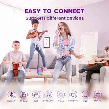 IROO Mini Karaoke Machine for Kids, 2025 TOP Toys Birthday Gifts Ideas for Girls Ages 4, 5, 6, 7, 8, 9, 10, 12+ Years Old, Portable MP3 Player with 2 Wireless Mics for Party - Image 8