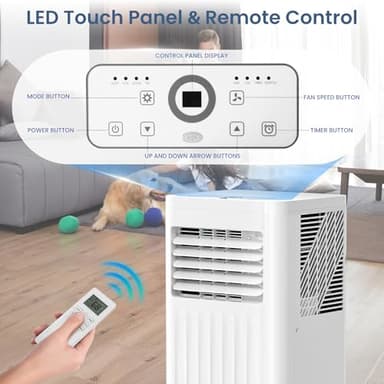 ZAFRO Portable Air Conditioners, 10000 BTU, 3 in 1 Portable AC Unit with Window Kits, Fan & Dehumidifier Modes, Cools up to 450 Sq.Ft, LED Display/Remote Control, 24H Timer for Living Room, Bedroom - Image 4