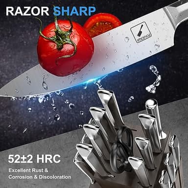 imarku Knife Set, 16 PCS High Carbon Japanese Stainless Steel Knife Sets for Kitchen with Block, Ultra Sharp Kitchen Knife Set with Sharpener Chef Knife Set, Dishwasher Safe, Best Gifts - Image 4
