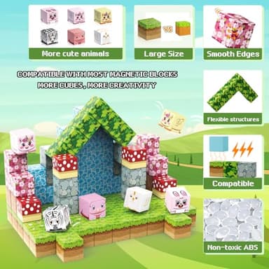 Magnetic Building Blocks Plus 108 Pieces, Magnetic Toy Magnets Children Magnetic Building Blocks Magnetic Games Toy Magnetic Games for Gift from 2 3 4 5 6 7 8 9 10 Years Boys Girls Building Blocks - Image 6