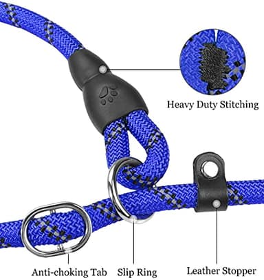 TagME Slip Leads for Dogs, 6 FT Heavy Duty Dog Leash with Padded Handle, Strong Rope No Pull Pet Training Leash for Small Dogs,Navy Blue - Image 4