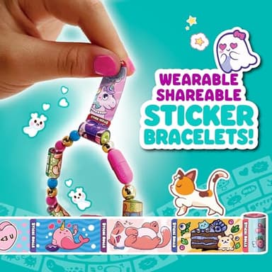 STICKI Rolls Sticki Bands - Wearable & Shareable Sticker Bracelet | Includes 70 Mini Stickers | 2 Mystery Reveal Sticki Rolls | Over 1000 Sticker Designs to Discover and Collect! (Series 1 Blue) - Image 3