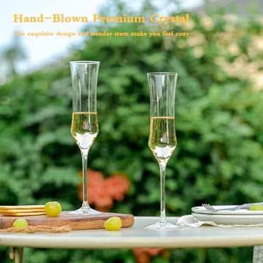 Champagne Flutes Set of 6 - Hand Blown Crystal Champagne Glasses With Long Stem - 7 oz Elegant Sparkling Wine Stemware - Unique Gift for Birthday,Wedding,Mother's Day,Housewarming - Image 5