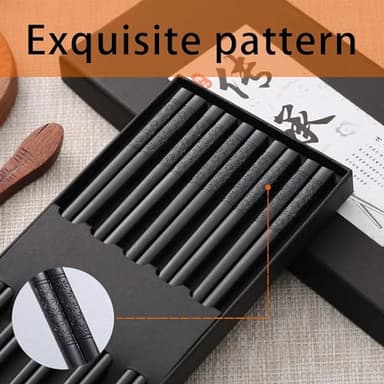 HIWARE 10 Pairs Fiberglass Chopsticks - Reusable Chopsticks Dishwasher Safe, 9 1/2 Inches - Black - Image 2