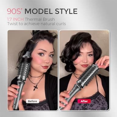 TYMO Thermal Brush Curling Brush - STYLUX 1.7 Inch Blowout Volumizer with Flexi-Fit for Hair Straightening, Heated Round Styler Tool, Hair Straightener and Curler 2 in 1, Dual Voltage, Metallic Gray - Image 4