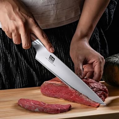 SHAN ZU Chef Knife 8 Inch, High Carbon Japanese 10Cr15Mov Stainless Steel Kitchen Professional Cooking Knife, Ultra Sharp Japanese Knife with Ergonomic Pakkawood Handle - Image 7