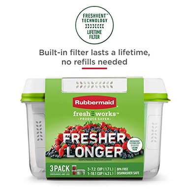 Rubbermaid FreshWorks Produce Saver, Medium and Large Storage Containers, 8-Piece Set, Set of 4, Med & Lg, Clear - Image 4