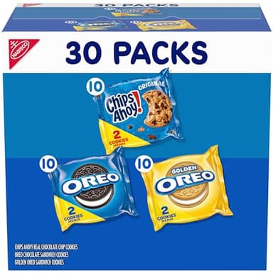 Nabisco Sweet Treats Cookie Variety Pack OREO, OREO Golden & CHIPS AHOY!, 30 Snack Packs (2 Cookies Per Pack) - Image 1