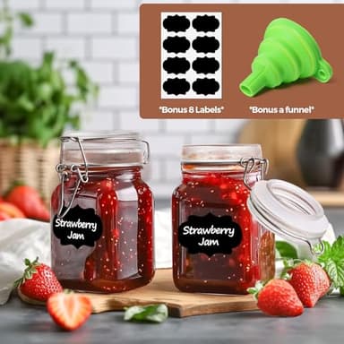 ComSaf Small Glass Jars with Airtight Lid Set of 12, Spice Jars 8 oz, Mason Jars 8 oz, Small Canning Jar, 8oz Jars with Lids for Kitchen, Jam, Jelly, Honey, Dessert, Salad, Shower Wedding Favors - Image 5