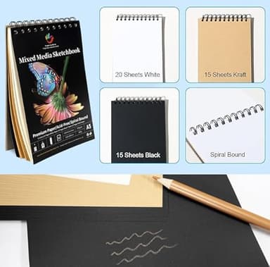 H & B 80-Pack Colored Sketching Art Pencil Set with 3-Color Sketchbook and Coloring Book - Includes Graphite, Watercolor, Metallic, and Oil-Based Colored Pencils - Image 4