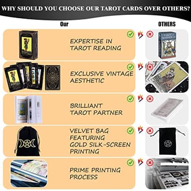 Fofeadm Tarot Cards with Guide Book & Linen Carry Bag, 78 Classic Original Tarot Cards Deck Fortune Telling Game with Meanings on Them for Beginners to Expert - Image 3