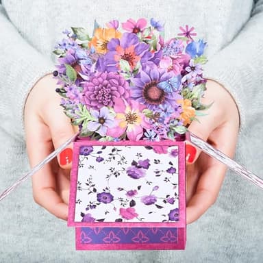 POPGIFTU Mother's Day Pop Up Card, Purple Flower Bouquet Birthday Card for Mom, Mother, Grandma, Women, Wife, Daughter, with Notecard & Envelope - Image 7