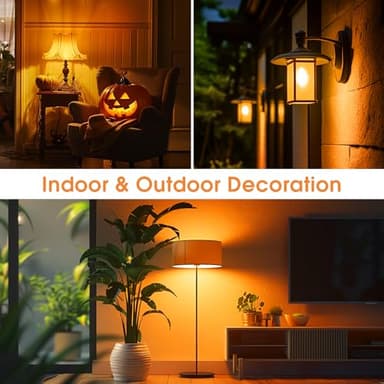 Briignite Orange Light Bulbs [2 Pack], A19 LED Orange Bulb Outdoor Halloween Light Bulb, 9W (60 Watt Equivalent) - E26 Colored Lightbulbs for Porch Light Christmas Party Home Holiday Decor - Image 3