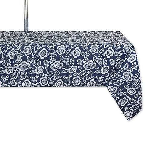 DII Floral Outdoor Zippered Tabletop Collection, Water Resistant, Tablecloth, 60 x 84, Nautical Blue - Image 1