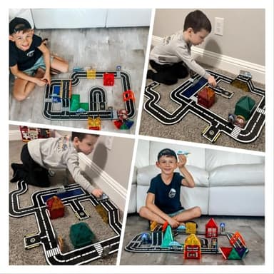IGIVI Magnetic Tiles City Road Set with Magnet Car, Magnetic Blocks Building Toys for Kids, STEM Construction Toys for Toddlers, Gifts for 3+ Year Old Boys & Girls - Image 2