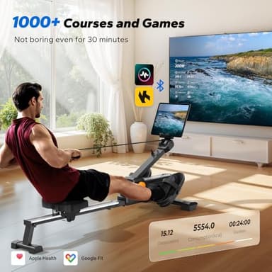 MERACH Foldable Rowing Machines for Home, Magnetic Rowing Machine with 16-Level, Compact Row Saves 20% Space, 350 LBS Load Capacity, MERACH App and 1000+ Champion Coaching Course & Games - Image 4