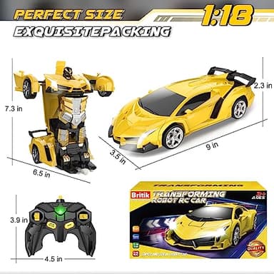 Britik Transform Remote Control Car Toy for Kids 4 5 6 7 8, Remote Control Car for Boys 4-7, Transform Cars for Boys 4-6, Toy Car 5 Year Old Boy, Toys for 3 4 5 6 7 8 9 10 11 12 Years Old Boy - Image 9