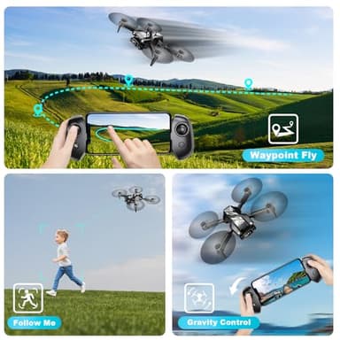 Mini Drone with Camera for Kids Adults-1080P FPV Camera Foldable Drone with Stable Altitude Hold, Gestures Selfie, Waypoint Fly, Auto-Follow, 3D Flip, One Key Start, 3 Speeds, 2 Batteries - Image 5