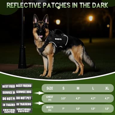 WINSEE Mesh Dog Harness with 10 Pet Patches for Medium Service Dog in Training, Breathable Tactical Molle Vest with Double Handle, Reflective Military Pet Vest for Walking Hiking - Image 6