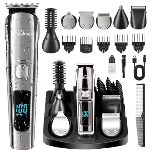 Brightup Beard Trimmer for Men - Electric Razor & Shaver, Cordless Hair Clippers Trimmers Set, IPX7 Waterproof Mens Grooming Kit for Shaving Face, Mustache, Body, Ear, Nose Hair Trimmer, Gifts for Men - Image 1