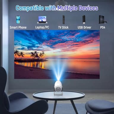 FEARWIKY Mini Portable Movie Projector with WiFi and Bluetooth, 4K 1080P Support, 180° Rotatable 130'' Screen, Auto Keystone Compatible with HDMI/USB/Smartphone/PC/Laptop - Image 7