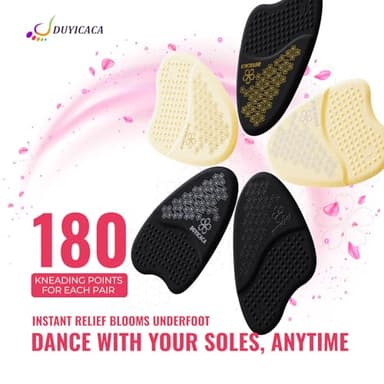 Metatarsal Pads for Women (2 Pairs): Ball of Foot Cushions, Heel Inserts, Non Slip Heel Pads, Heel Cushions for Women Foot Pain Relief and Comfort, One Size Fits Any (Beige & Silver) - Image 4