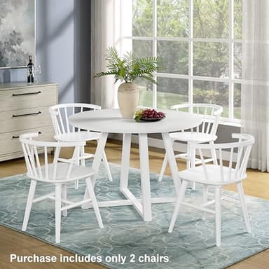 Roundhill Furniture Alwynn Contemporary Wooden Spindle Back Dining Chairs, Set of 2, White - Image 4