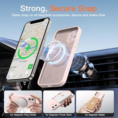 Kiresen Designed for iPhone 12 Mini Case with Screen Protector - Upgraded Camera Protection - Wireless Charging Compatible - Silicone Protective Phone Case 5.4" for Men Women Girls - Light Pink - Image 2