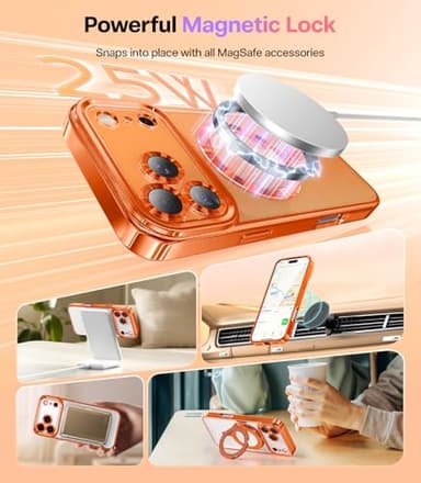 Meifigno Designed for iPhone 17 Pro Max Case 6.9", [Glitter Card & Wrist Strap] [Compatible with MagSafe] [2X HD Screen Protectors] Surround Raised Lens Protection for 17 ProMax Case, Cosmic Orange - Image 6