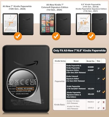 MoKo Case for 7"/6.8" Kindle Paperwhite(12th/11th Generation-2024/2021) and Kindle Colorsoft Signature Edition, Slim PU Shell Cover Case with Auto-Wake/Sleep for Kindle Paperwhite 2024, Flowers - Image 2