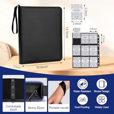 Premium 9-Black Pocket Card Binder – 720 Collection Binder Folder Card Album Card Holder Fit for MTG Football Play Cards (Black, 9 Pocket) - Image 2