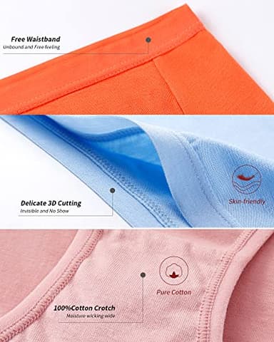 Eiggam Womens Bikini Panties, High-Cut Full Coverage Hip Lift Cotton Fiber Cool Underwear for Women - 10 Pack, L - Image 5