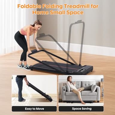 Walking Pad with Handle Bar and Incline, 3.0HP Portable Small Treadmills with Handles for Home Small Spaces, 0.6-6.2MPH Electric Compact Walking Pads Treadmills with Incline, 320LB Capacity - Image 6