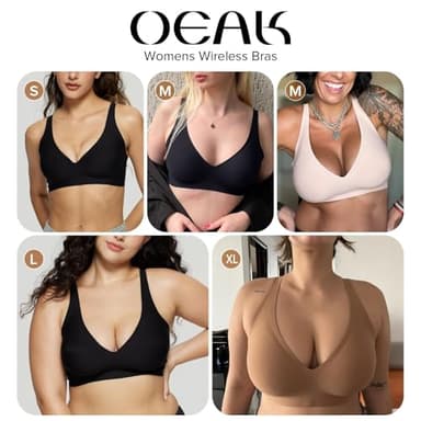 OEAK Womens Deep V Bras Wireless Comfortable Bra Supportive No Underwire Bras Tshirt Push Up Bralettes Plunge Seamless Bra Coffee M - Image 7