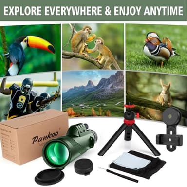 40x60 High Power Monocular Telescope for Adults - Equipped with Phone Adapter, Tripod, and Hand Strap - Low Light Night Vision with BAK4 Prism - Perfect for Bird Watching, Travel, and Concerts - Image 6